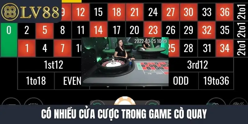 Có nhiều cửa cược trong game cò quay