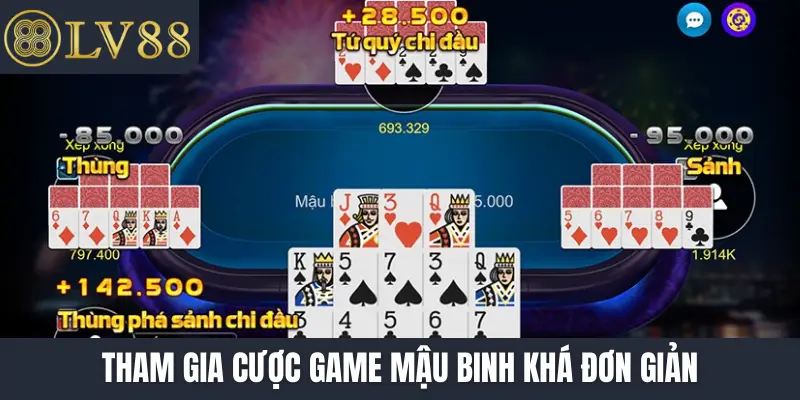Tham gia cược game mậu binh khá đơn giản